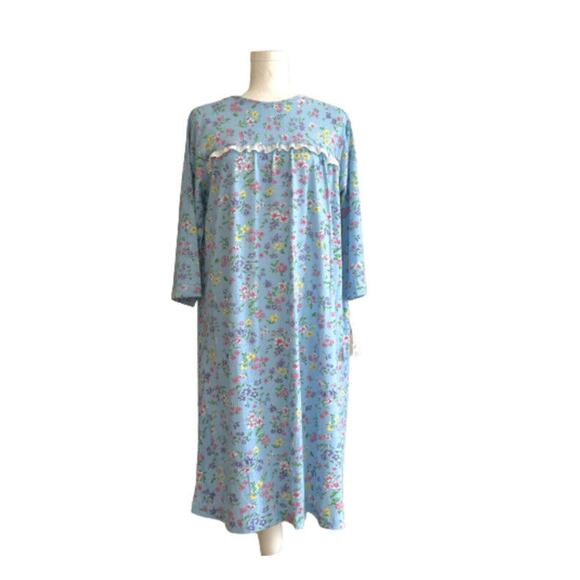 Vintage Carole Blue Floral Lightweight Open Back Nightgown Size Small USA NEW - Picture 1 of 11